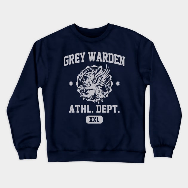 Grey Warden Athletic Department | Dragon Age | Silver Crewneck Sweatshirt by threadbaregaming